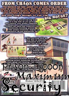 Box art for Prison Tycoon 2: Maximum Security