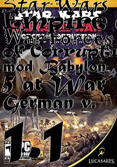 Box art for Star Wars Empire at War Forces of Corruption mod Babylon 5 at War German v. 1.1
