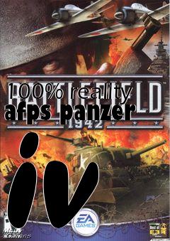 Box art for 100% reality afps panzer iv