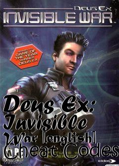 Box art for Deus
Ex: Invisible War [english] Cheat Codes