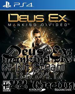 Box art for Deus
Ex: Mankind Divided 64 Bit Steam V1.3-b524.17 +22 Trainer