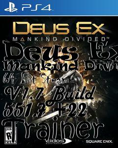 Box art for Deus
Ex: Mankind Divided 64 Bit Steam V1.7 Build 551.7 +22 Trainer
