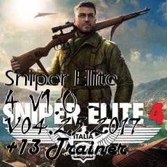 Box art for Sniper
Elite 4 V1.0 - V04.25.2017 +13 Trainer