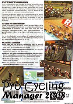 Box art for Pro Cycling Manager 2008