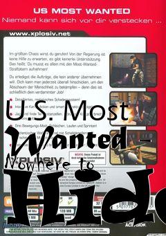 Box art for U.S. Most Wanted - Nowhere to Hide