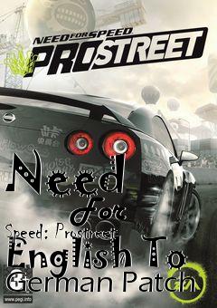 Box art for Need
            For Speed: Prostreet English To German Patch