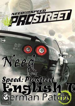 Box art for Need
            For Speed: Prostreet English To German Patch