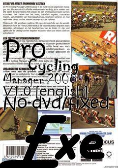 Box art for Pro
            Cycling Manager 2008 V1.0 [english] No-dvd/fixed Exe