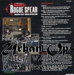 Box art for Rogue Spear: Urban Ops Patch v2.52 (UK version)