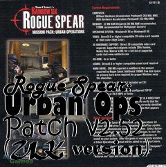 Box art for Rogue Spear: Urban Ops Patch v2.52 (UK version)