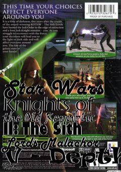 Box art for Star Wars Knights of the Old Republic II: The Sith Lords