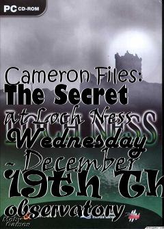 Box art for Cameron Files: The Secret at Loch Ness