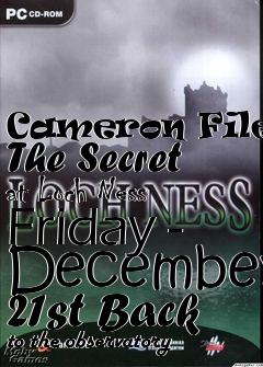 Box art for Cameron Files: The Secret at Loch Ness