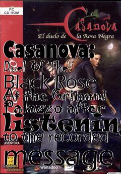 Box art for Casanova: Duel Of The Black Rose