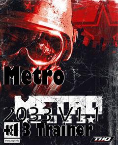 Box art for Metro
            2033 V1.1 +13 Trainer