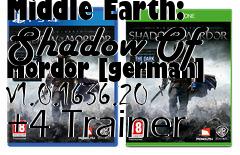 Box art for Middle
Earth: Shadow Of Mordor [german] V1.0.1636.20 +4 Trainer