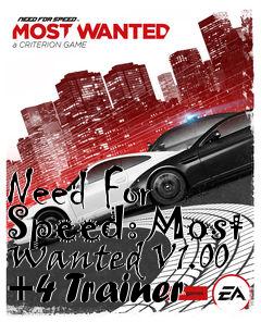 Box art for Need
For Speed: Most Wanted V1.00 +4 Trainer