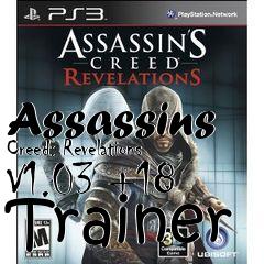 Box art for Assassins
Creed: Revelations V1.03 +18 Trainer