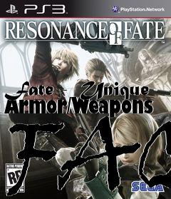 Box art for Fate -  Unique Armor/Weapons FAQ